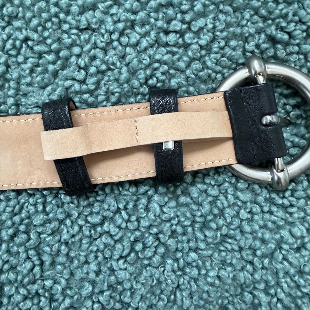 Miu Miu Black Leather Belt with Silver Buckle - Picture 9 of 13